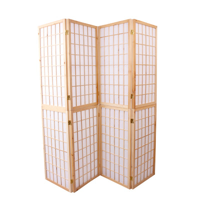 4-Panel Wooden Room Divider - Natural