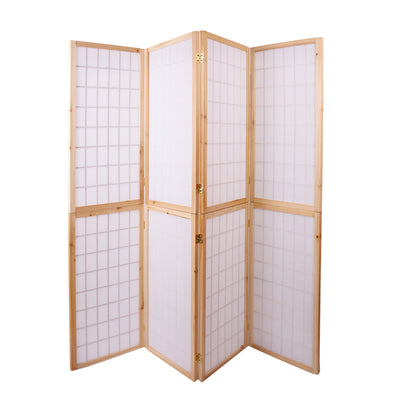 4-Panel Wooden Room Divider - Natural