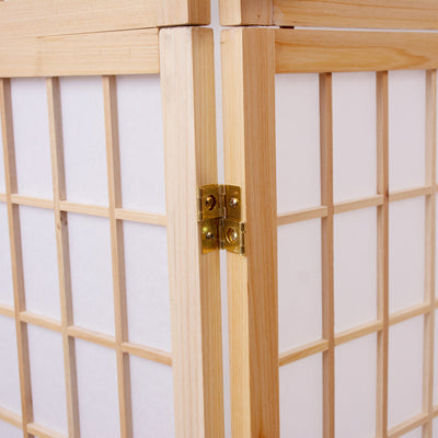 4-Panel Wooden Room Divider - Natural