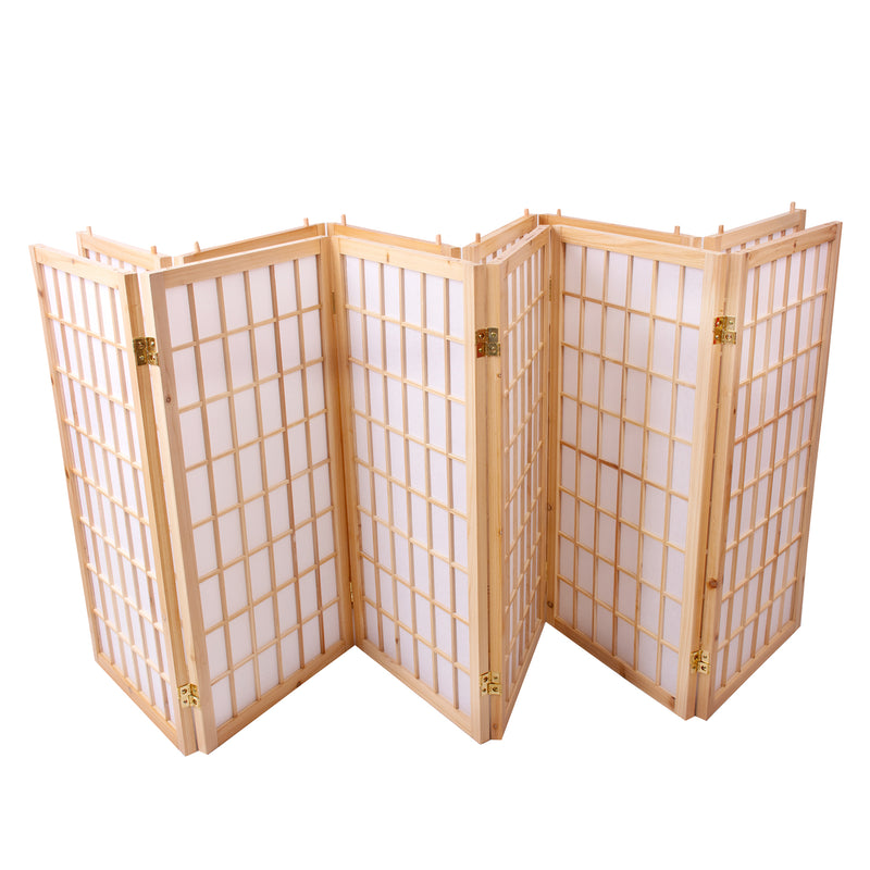 6-Panel Wooden Room Divider - Natural