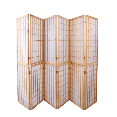 6-Panel Wooden Room Divider - Natural