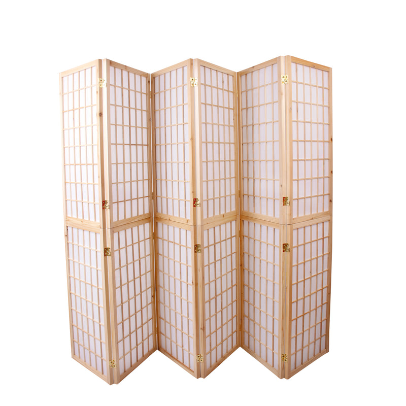 6-Panel Wooden Room Divider - Natural
