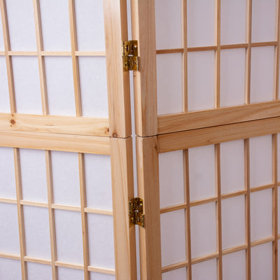 6-Panel Wooden Room Divider - Natural