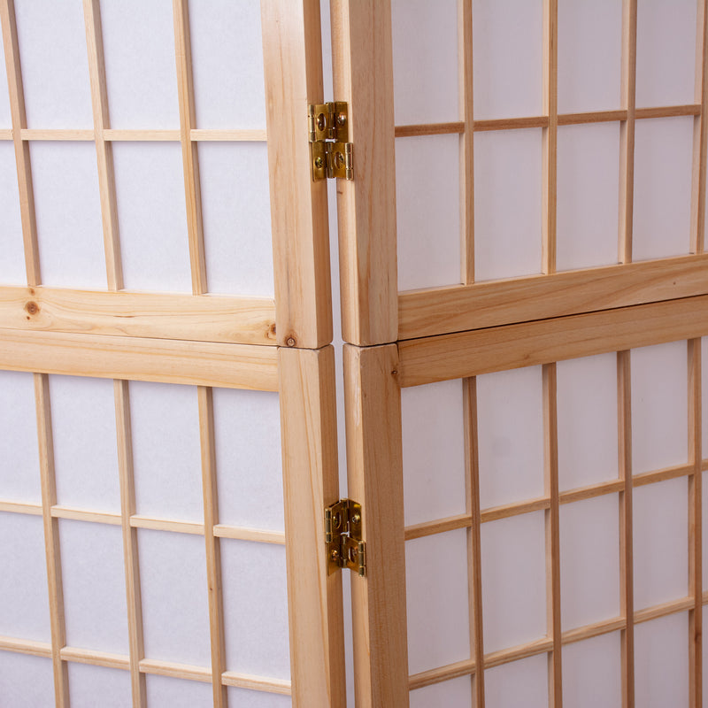 6-Panel Wooden Room Divider - Natural