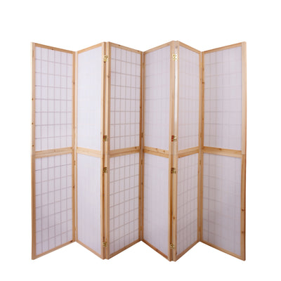 6-Panel Wooden Room Divider - Natural