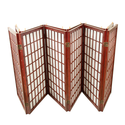 Red Wood Frame with Rice Paper Panels - 6P