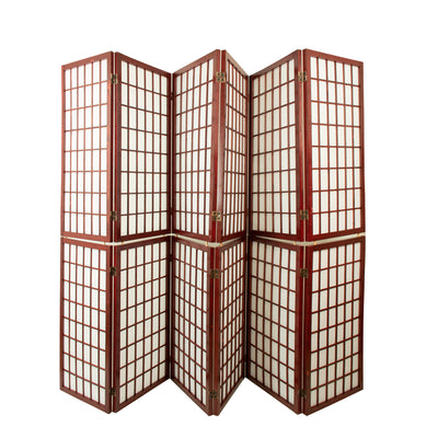 Red Wood Frame with Rice Paper Panels - 6P