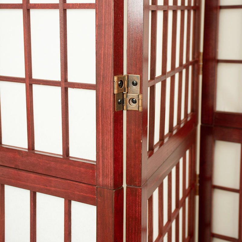 Red Wood Frame with Rice Paper Panels - 6P