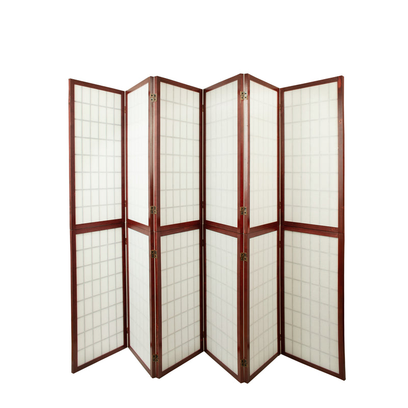 Red Wood Frame with Rice Paper Panels - 6P