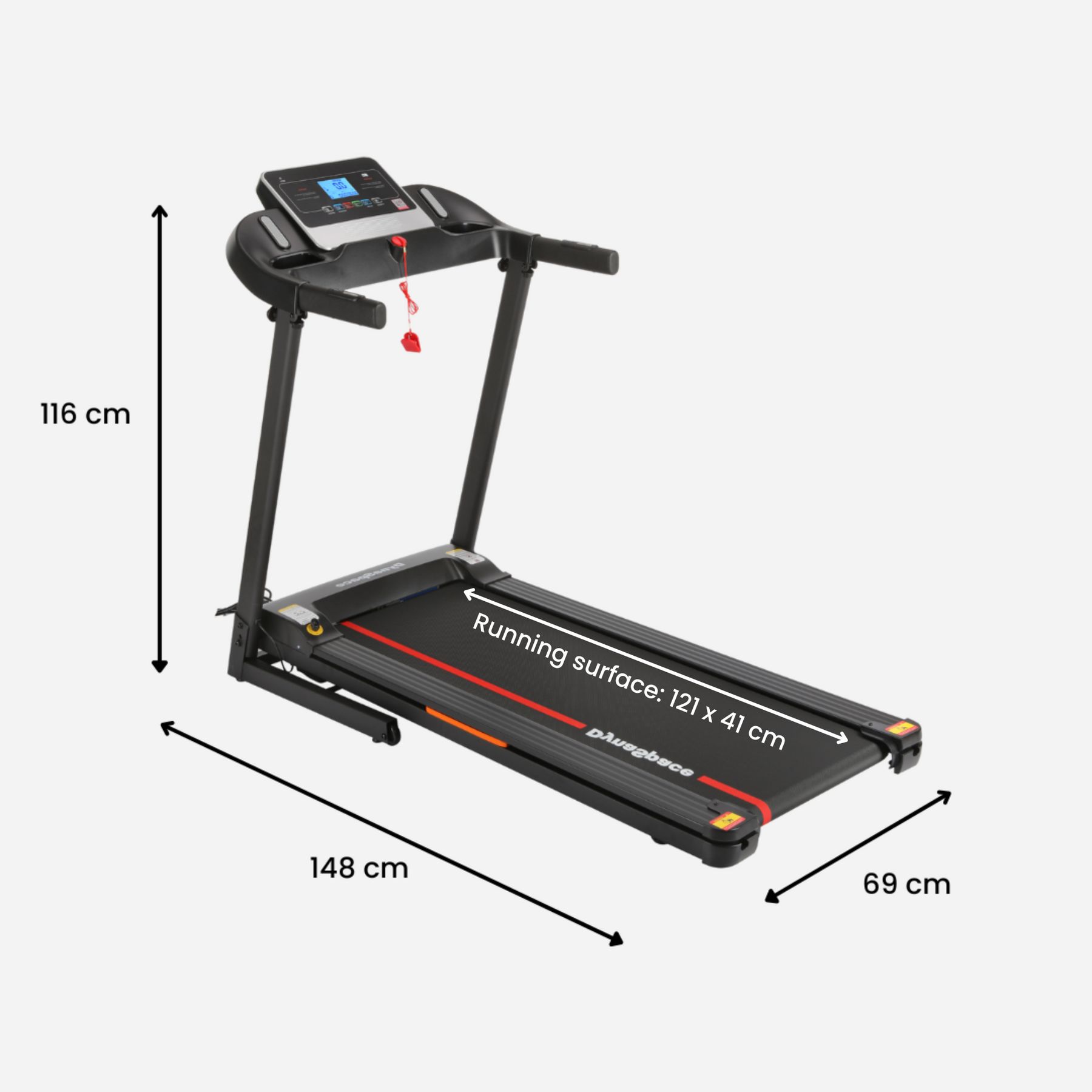 Running Machine Dims Running Treadmill 1.75HP - 1-14 km/h & LCD Display – Space General
