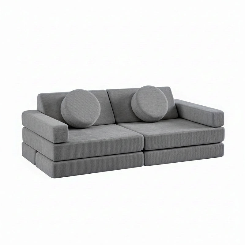 Modular Kids Play Couch – 14Pcs Convertible Sofa (Charcoal Grey)