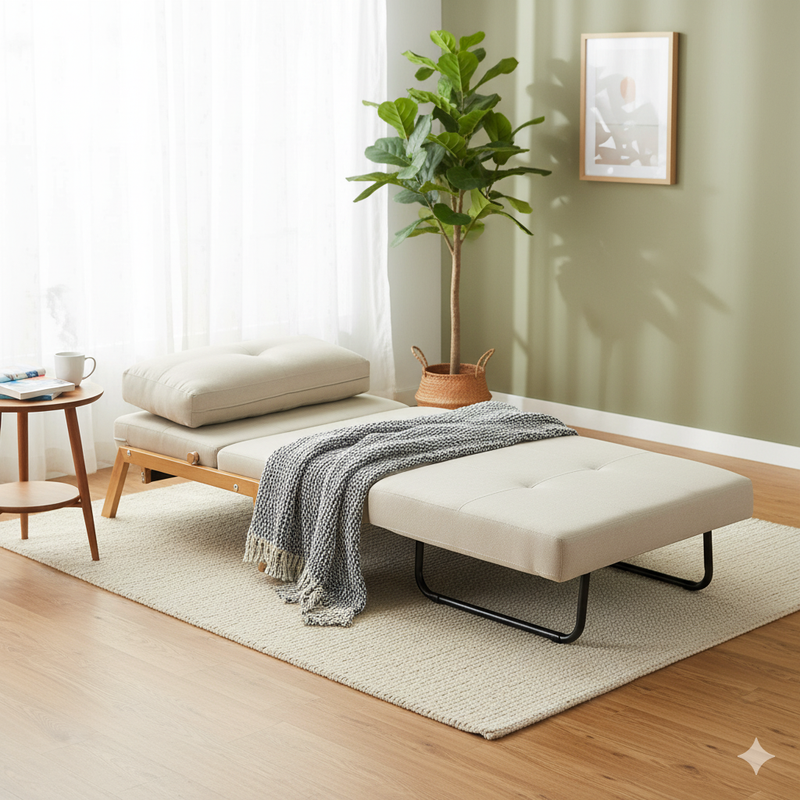 Clark Single Sofa Bed - Beige