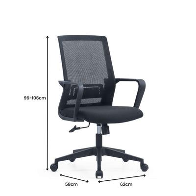 Home Office Adjustable Mid Back Computer Chair- Black