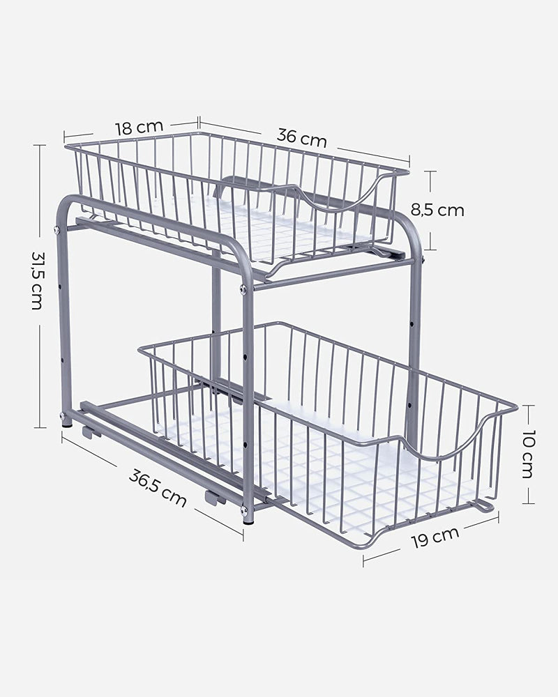 Pull-Out 2-Tier Sliding Cabinet Organiser