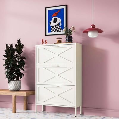 Hamptons Shoe Locker - Cream White