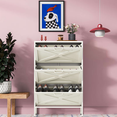 Hamptons Shoe Locker - Cream White