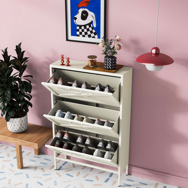 Hamptons Shoe Locker - Cream White
