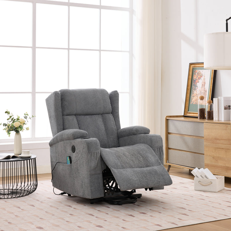 Electric Lifting Massage Recliner Armchair - Dark Grey