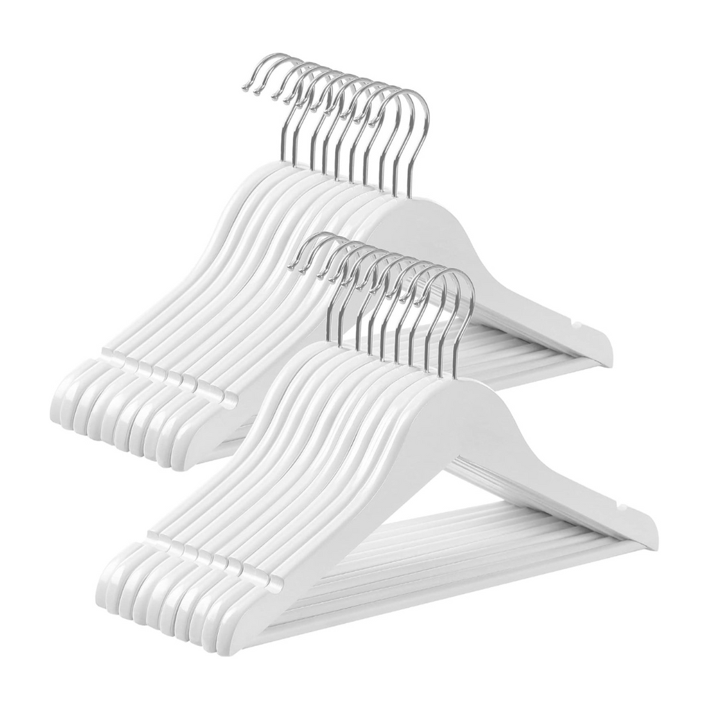 Kids Baby Wooden Coat Hangers White Set of 20 Space General