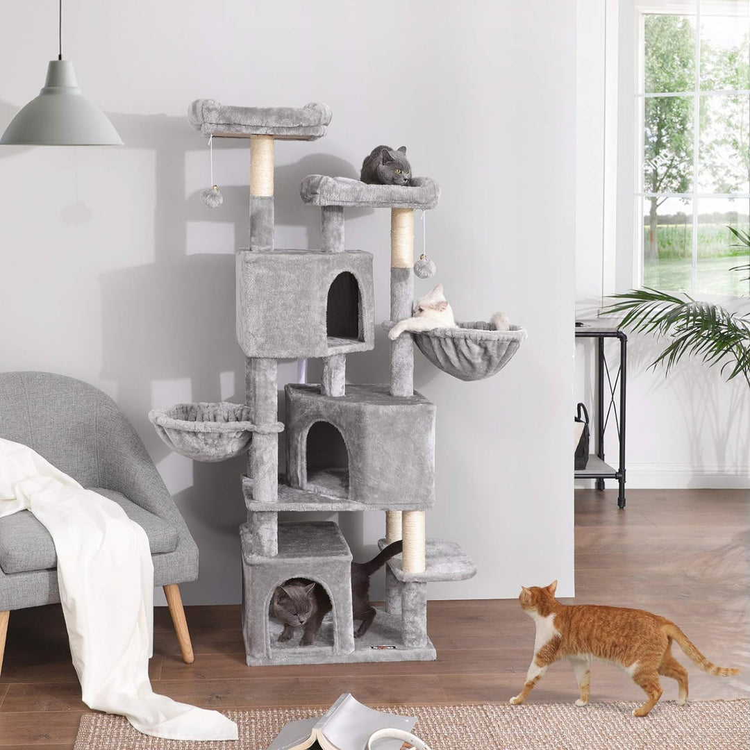 Cat Tree Tower 164cm Tall with Scratching Posts and Caves – Space