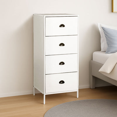 Compact tallboy dresser with four drawers, perfect for bedrooms and apartments in NZ.