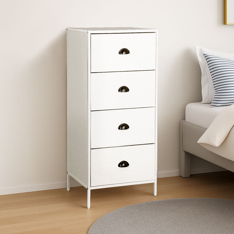 Compact tallboy dresser with four drawers, perfect for bedrooms and apartments in NZ.