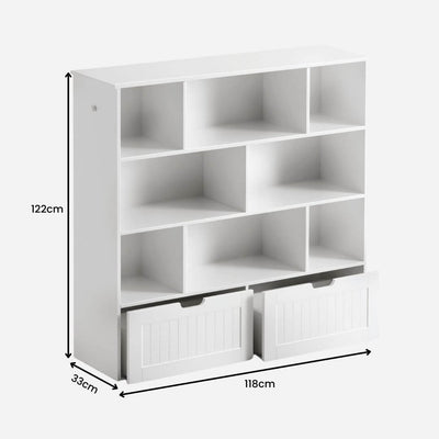 Lumi Kids Bookshelf & Toy Drawer Organiser - White