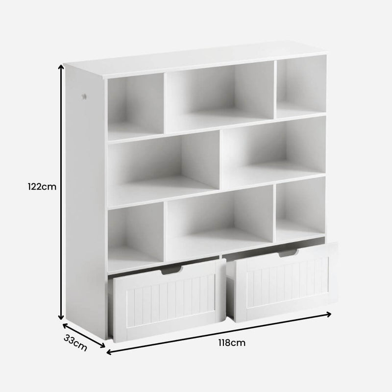 Lumi Kids Bookshelf & Toy Drawer Organiser - White