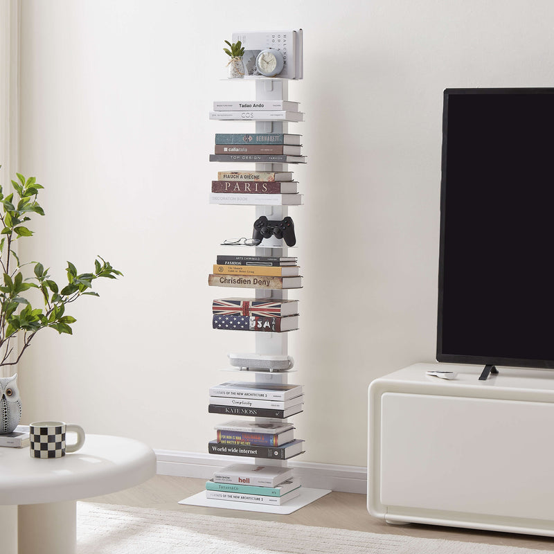 Esme Vertical Floating Bookcase - White