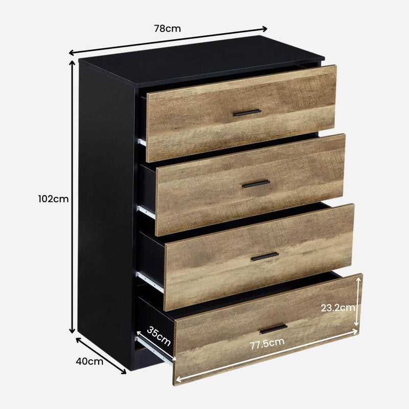 Brandi 4 Drawer Storage Chest - Rustic Brown