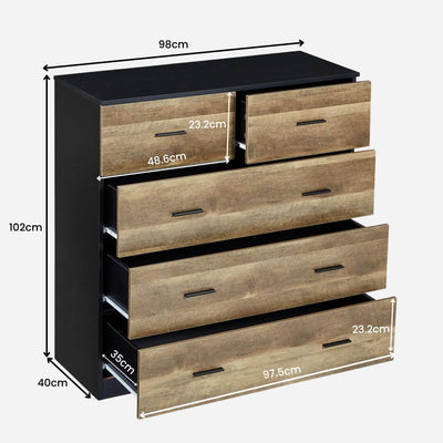 Brandi 5 Drawer Storage Chest - Rustic Brown