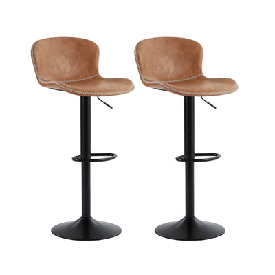 Mason Vintage Adjustable Faux Leather Bar Stools - Brown