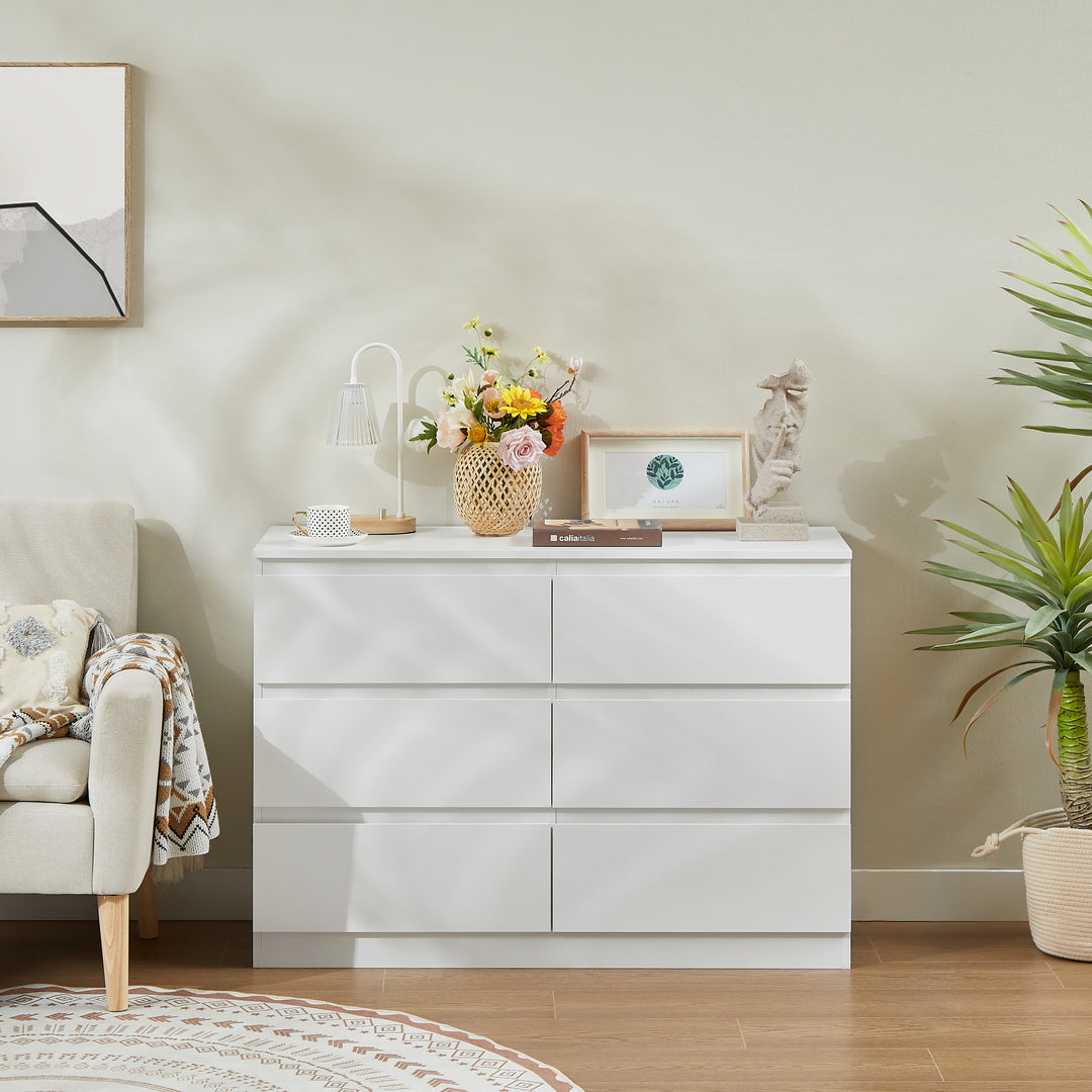 Nola 6 Drawers Wide Tallboy - White – Space General