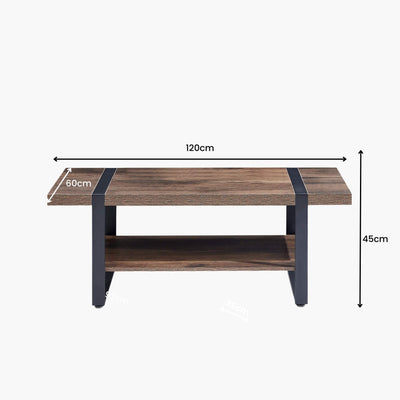 Nova Coffee Table with Storage Shelf - Dark Oak