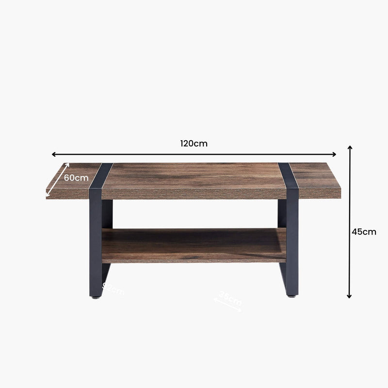 Nova Coffee Table with Storage Shelf - Dark Oak