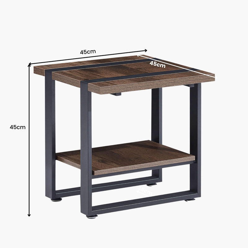 Nova Side Table with Storage Shelf Industrial Style - Dark Oak