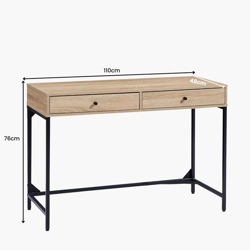 Office Desk With 2 Drawers - Oak