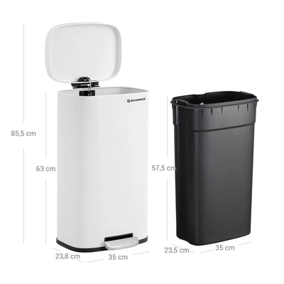 Kitchen Rubbish Bin 30L White