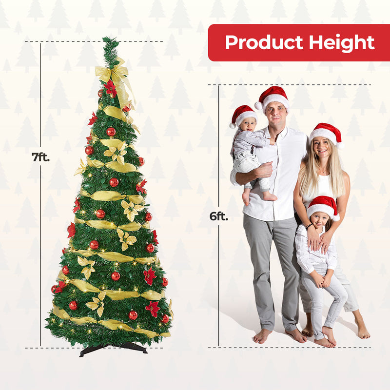 Pre-Lit Pre-Decorated Christmas Tree - 210cm (7Ft)