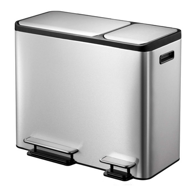 EKO Rubbish Bin 30L+15L Stainless Steel Finish