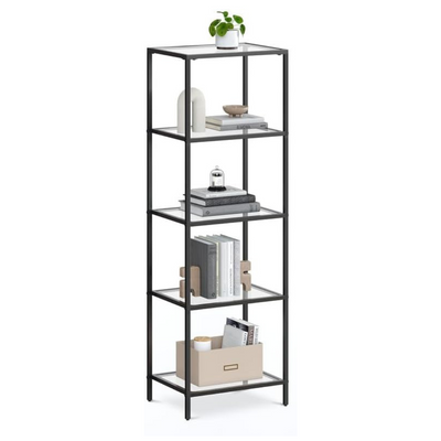 Vasagle Nyla 5-Tier Ladder Tempered Glass Display Storage Bookshelf - Black