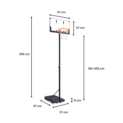 DynaSpace 100–305cm Basketball Hoop Stand System Outdoor