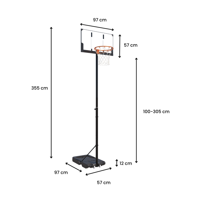 DynaSpace 100–305cm Basketball Hoop Stand System Outdoor