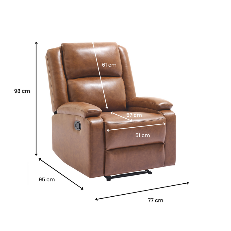 Orlo Modern Faux Leather Recliner - Camel