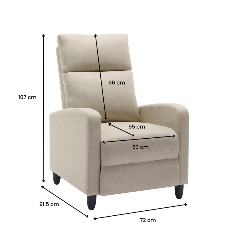 Frankie Linen Comfort Manual Recliner - Cream