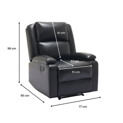 Orlo Modern Faux Leather Recliner - Black