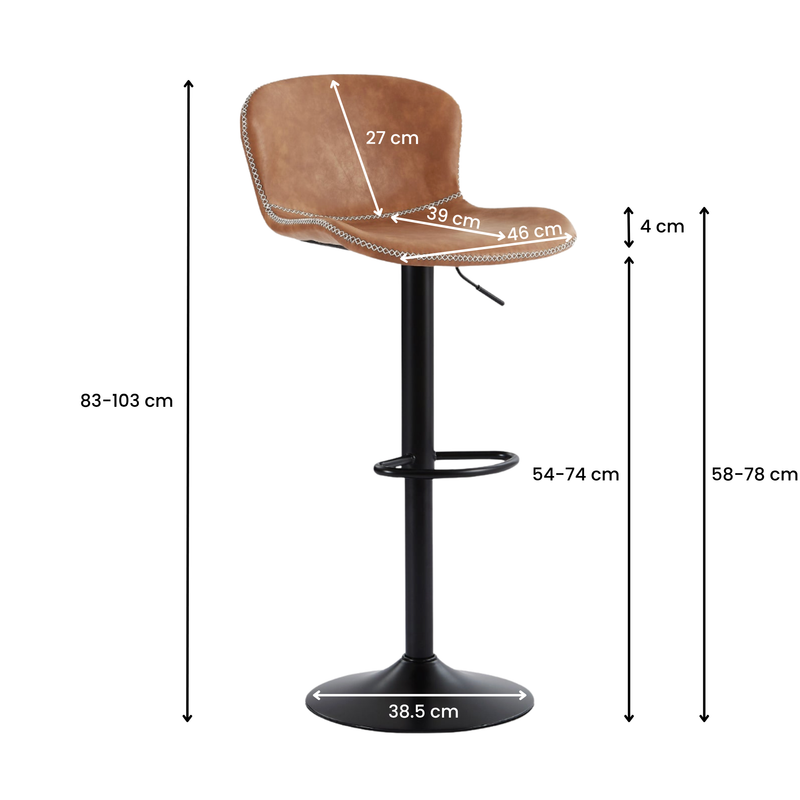 Mason Vintage Adjustable Faux Leather Bar Stools - Brown (Set of 2)