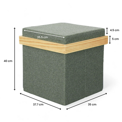Mazie Tray Top Folding Ottoman -  Olive Green