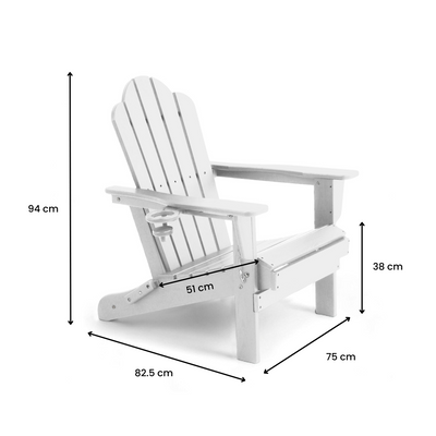 Adirondack Outdoor Chair with Cup Holder - White