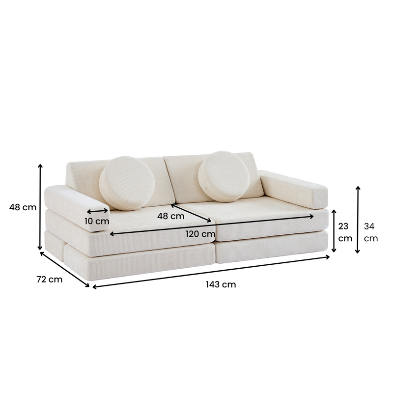 Modular Kids Play Couch – 14Pcs Convertible Sofa (Cream White)